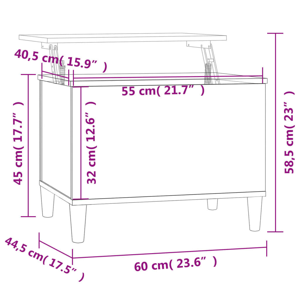 vidaXL Τραπεζάκι Σαλονιού Γκρι Σκυρ. 60x44,5x45 εκ. Επεξεργ. Ξύλο