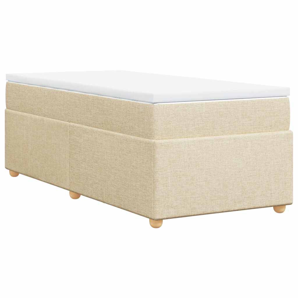 vidaXL Κρεβάτι Boxspring με Στρώμα Κρεμ 100 x 200 εκ. Υφασμάτινο