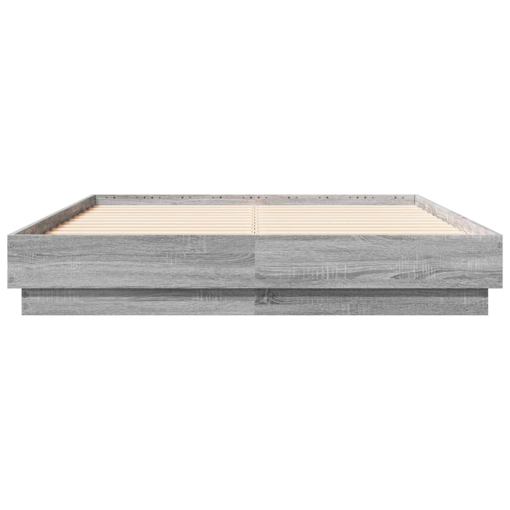 vidaXL Πλαίσιο Κρεβατιού με LED Γκρι Sonoma 135x190 εκ.