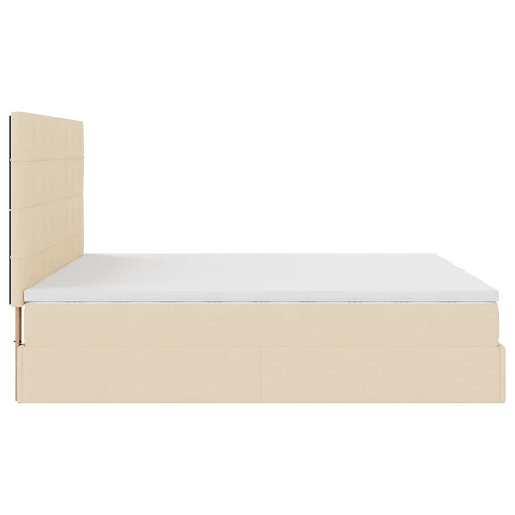 vidaXL Οθωμανικό κρεβάτι με στρώματα & LEDs Κρέμα 200x200cm ύφασμα