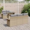 vidaXL Σετ Καναπέ Κήπου με μαξιλάρι 6 pcs Μπεζ Πολυ ράταν