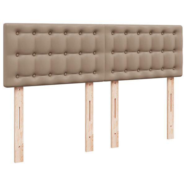 vidaXL Κρεβάτι Boxspring με Στρώμα Καπουτσίνο 140x190εκ.από Συνθ.Δέρμα