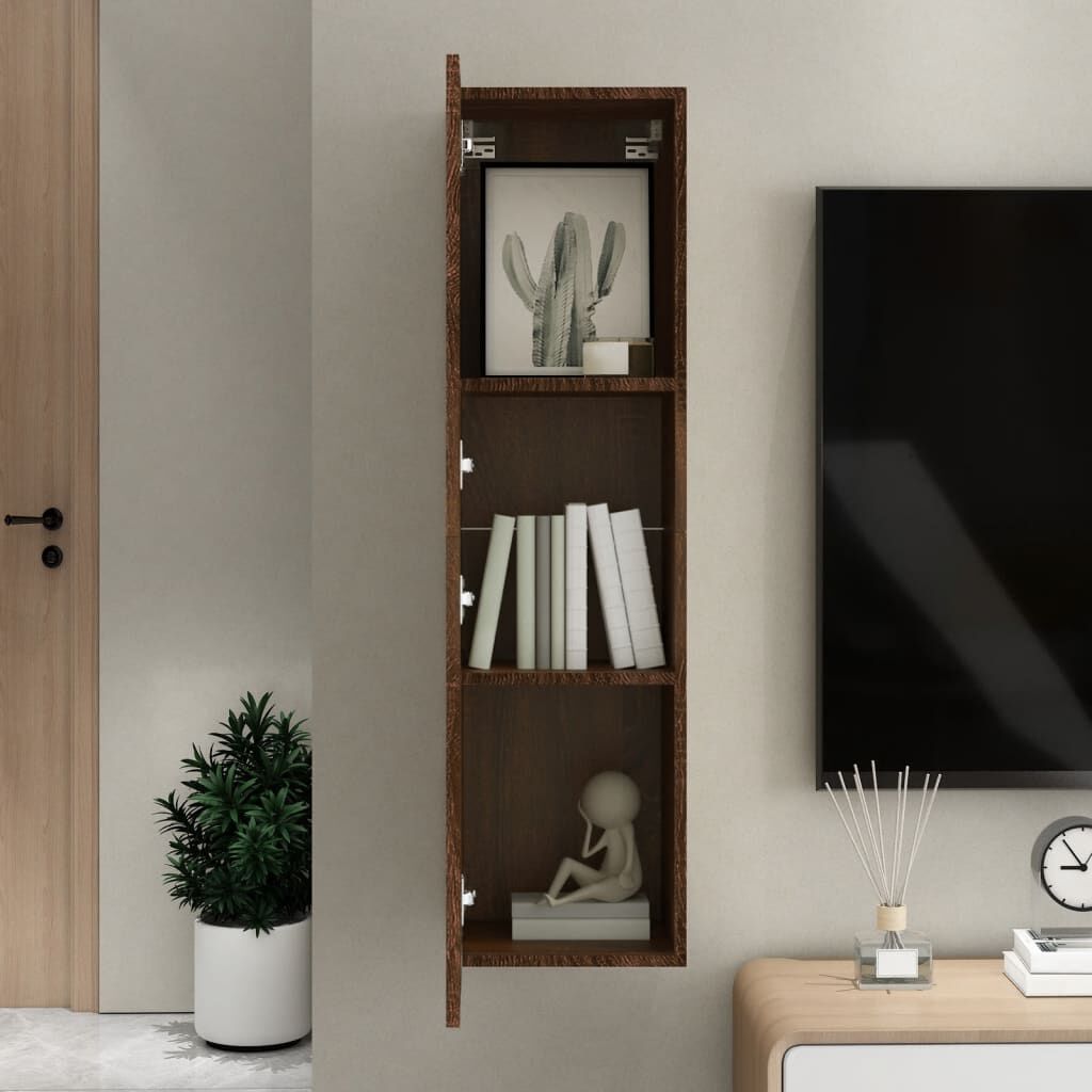 vidaXL Έπιπλο Τηλεόρασης Επιτοίχιο Καφέ Δρυς 30,5 x 30 x 110 εκ.