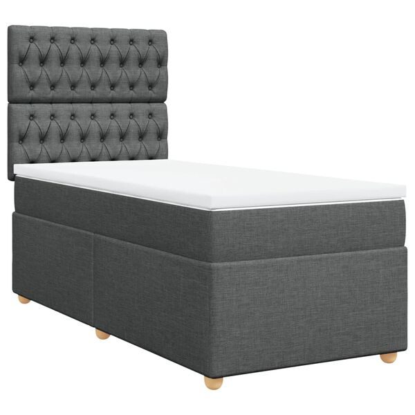 vidaXL Κρεβάτι Boxspring με Στρώμα Σκούρο Γκρι 90x190 εκ. Υφασμάτινο