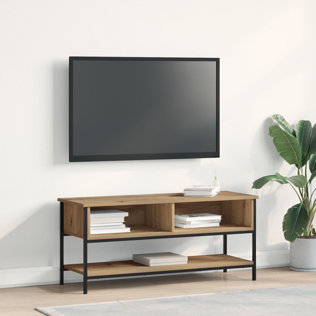 vidaXL Ντουλάπι τηλεόρασης Artisan Oak 100x35x45 εκ. Επεξεργασμένο ξύλο και μέταλλο