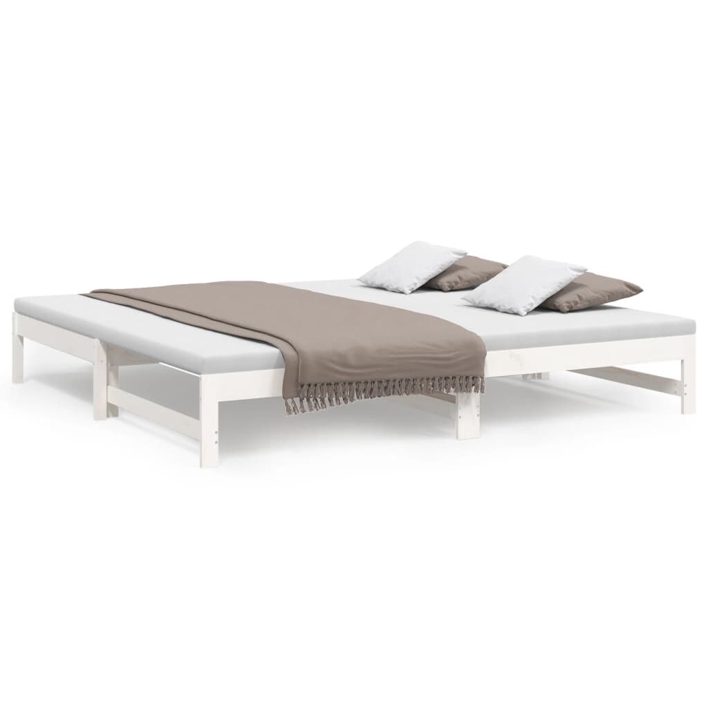 vidaXL Καναπές Κρεβάτι Συρόμενος Λευκός 2x(100x200) εκ. Μασίφ Πεύκο
