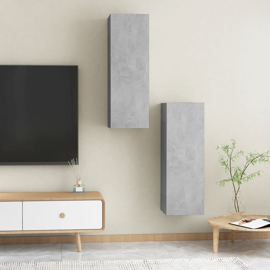 vidaXL Έπιπλα Τηλεόρασης 2τεμ. Γκρι Σκυρ. 30,5x30x90εκ. από Επεξ. Ξύλο