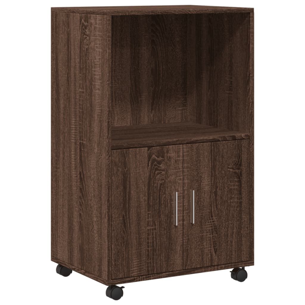 vidaXL Ντουλάπι Τροχήλατο Καφέ Δρυς 55x40x91 εκ. από Επεξ. Ξύλο