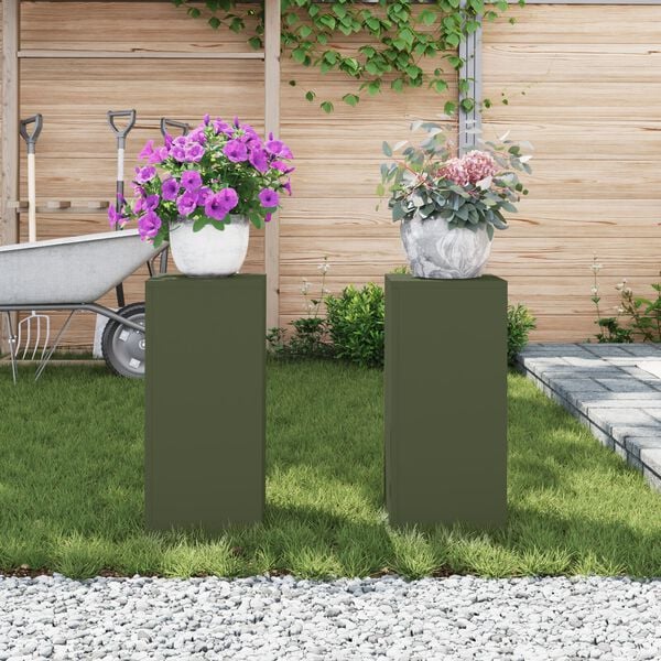 vidaXL Στήριξη φυτών 2 pcs Λαδί 24 x 24 x 55 εκ. Ατσάλι
