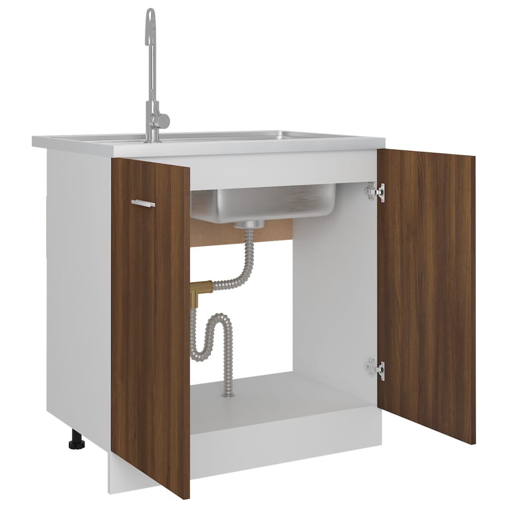 vidaXL Ντουλάπι Lyon Νιπτήρα Καφέ Δρυς 80x46x81,5εκ.