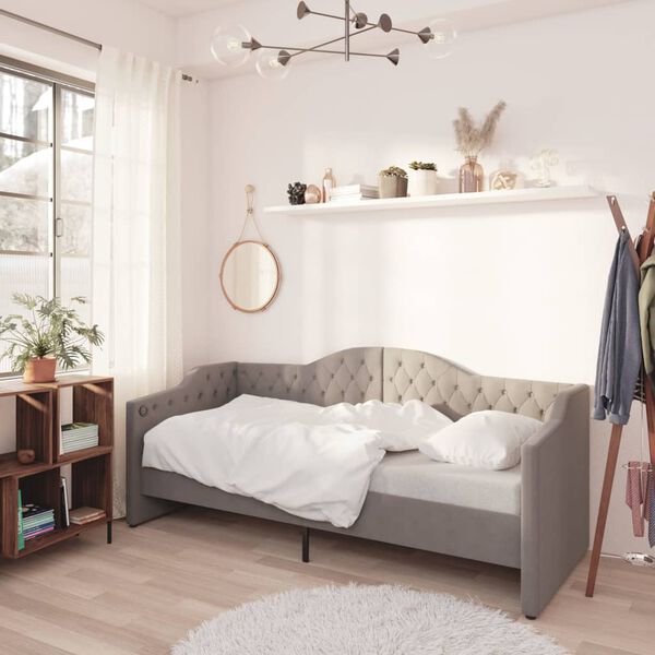 vidaXL &Kappa;&alpha;&nu;&alpha;&pi;έ&sigmaf; &Kappa;&rho;&epsilon;&beta;ά&tau;&iota; &mu;&epsilon; &Sigma;&tau;&rho;ώ&mu;&alpha; & USB &Alpha;&nu;. &Gamma;&kappa;&rho;&iota; 90x200 &epsilon;&kappa;. &Upsilon;&phi;&alpha;&sigma;&mu;ά&tau;&iota;&nu;&omicron;&sigmaf;