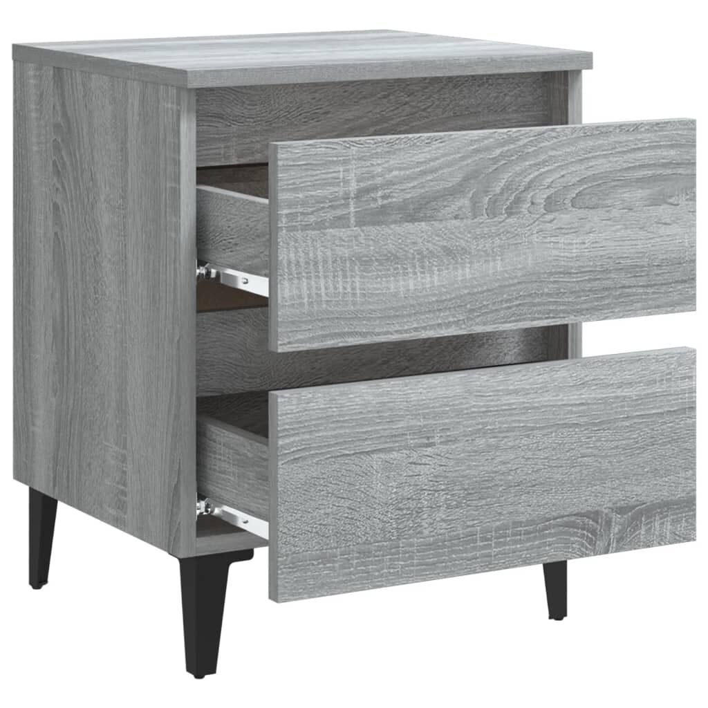 vidaXL Κομοδίνο Γκρι Sonoma 40 x 35 x 50 εκ. με Μεταλλικά Πόδια