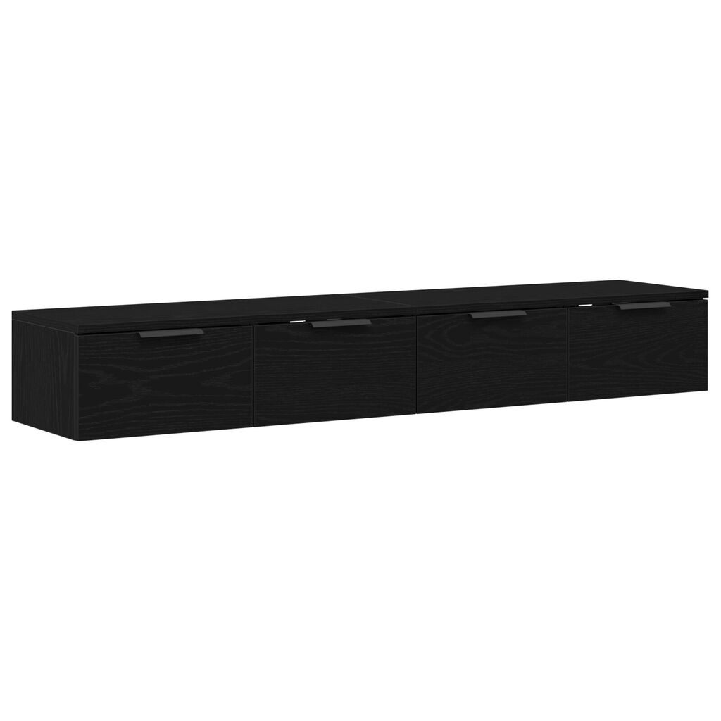 vidaXL Ντουλάπια Τοίχου 2 τεμ Μαύρη Βελανιδιά 68x30x20 εκ Επεξεργασμένο Ξύλο