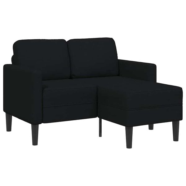 vidaXL 2θέσιος καναπές με καναπέ σε σχήμα L Μαύρο 125 εκ. Ύφασμα