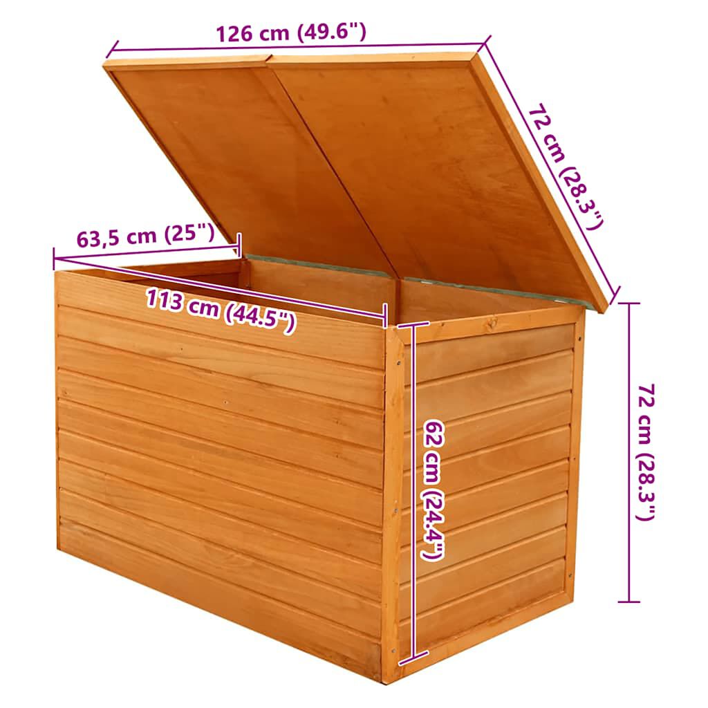 vidaXL Μπαούλο Αποθήκευσης Κήπου 126 x 72 x 72 εκ. Ξύλινο