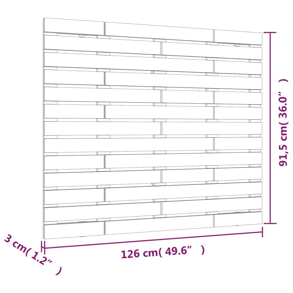 vidaXL Κεφαλάρι Τοίχου Λευκό 126x3x91,5 εκ. από Μασίφ Ξύλο Πεύκου