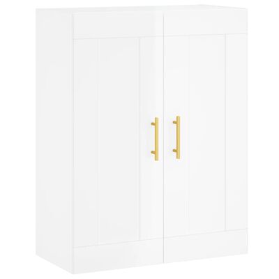 vidaXL Ντουλάπι Γυαλιστερό Λευκό 69,5x34x180 εκ. Επεξεργασμένο Ξύλο