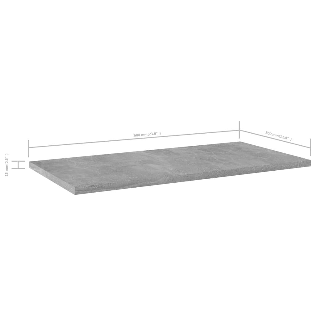 vidaXL Ράφια Βιβλιοθήκης 4 τεμ. Γκρι Σκυροδ. 60x30x1,5 εκ. Μοριοσανίδα