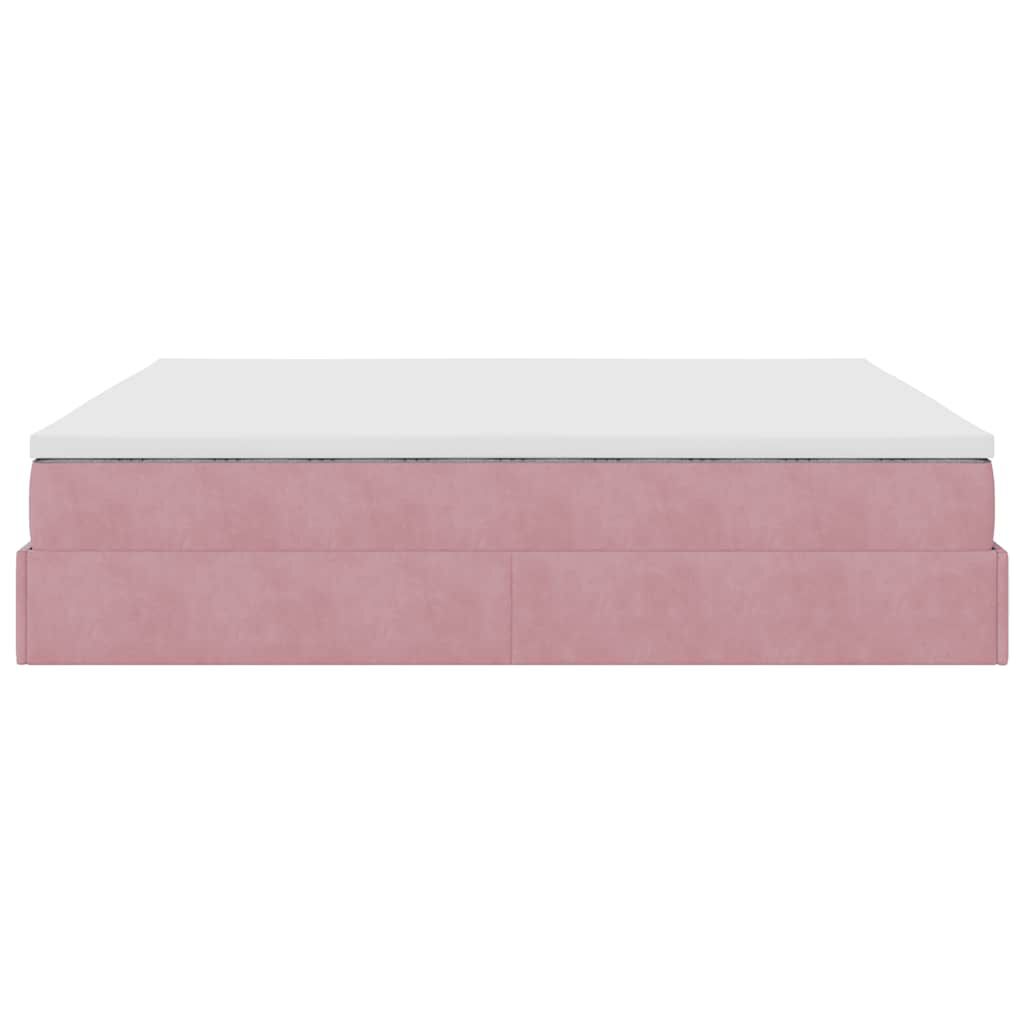 vidaXL Οθωμανικό κρεβάτι με στρώματα ροζ 200x200cm Velvet