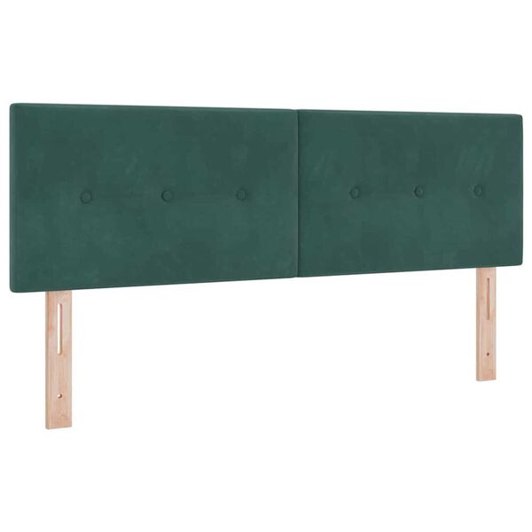 vidaXL Κρεβάτι με ελατήρια Σκούρο πράσινο 140 x 190 cm Βελούδο
