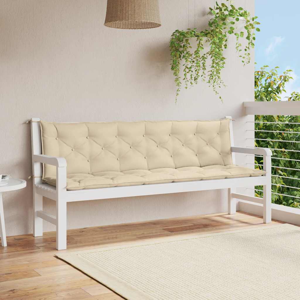 vidaXL Μαξιλάρι Πάγκου Κήπου Μπεζ 200x(50+50)x7 εκ. Ύφασμα Oxford