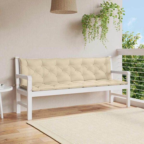 vidaXL Μαξιλάρι Πάγκου Κήπου Μπεζ 200x(50+50)x7 εκ. Ύφασμα Oxford