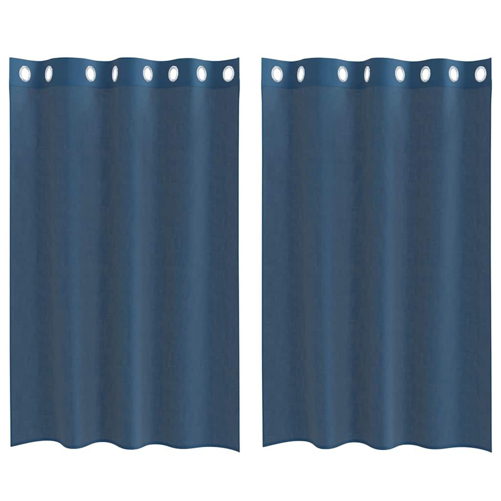vidaXL Voile κουρτίνες με ροδέλες 2 τεμάχια Μπλε Ρουά