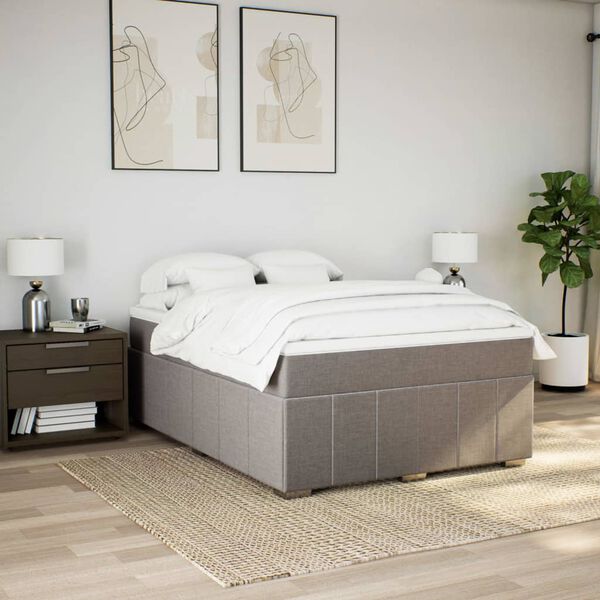vidaXL &Kappa;&rho;&epsilon;&beta;ά&tau;&iota; Boxspring &mu;&epsilon; &Sigma;&tau;&rho;ώ&mu;&alpha; Taupe 140x200 &epsilon;&kappa;. &Upsilon;&phi;&alpha;&sigma;&mu;ά&tau;&iota;&nu;&omicron;