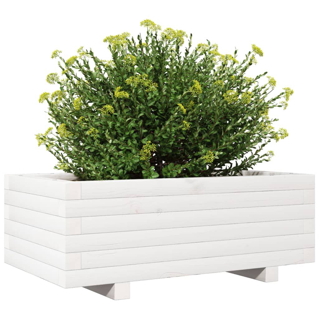 vidaXL Ζαρντινιέρα Κήπου Λευκή 70x40x26,5 εκ. από Μασίφ Ξύλο Πεύκου