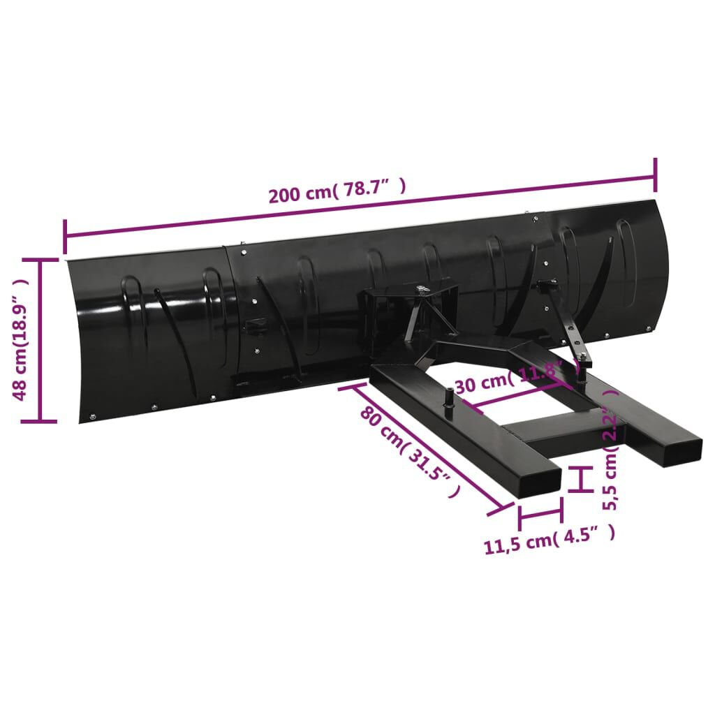 vidaXL Εκχιονιστικό για Περονοφόρο Μαύρο 200 x 48 εκ.