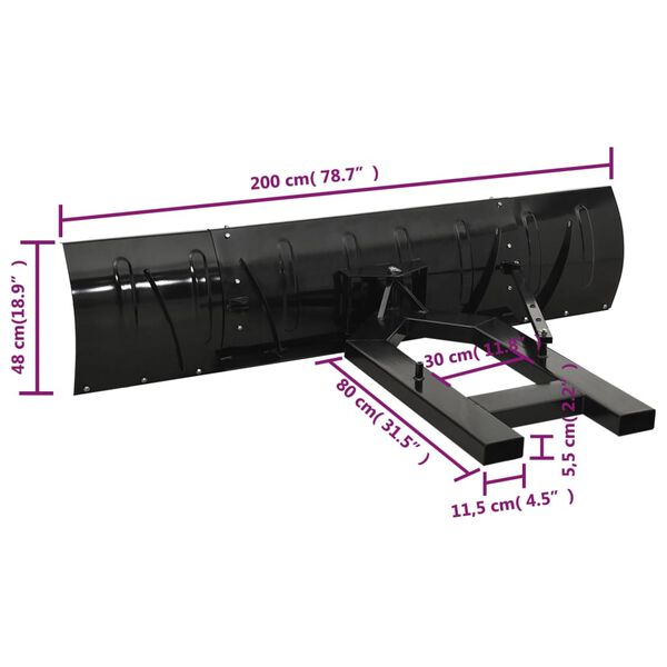 vidaXL Εκχιονιστικό για Περονοφόρο Μαύρο 200 x 48 εκ.