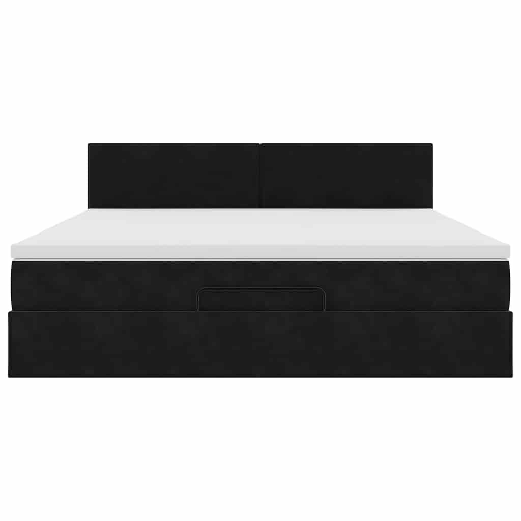 vidaXL Οθωμανικό κρεβάτι με στρώμα Μαύρο 180x200cm Velvet