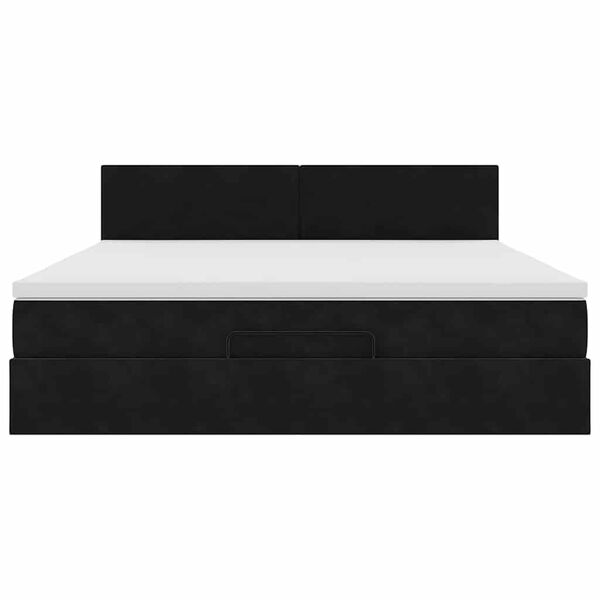 vidaXL Οθωμανικό κρεβάτι με στρώμα Μαύρο 180x200cm Velvet