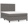 vidaXL Κρεβάτι Boxspring με Στρώμα Γκρι 140x190εκ. από Συνθετικό Δέρμα