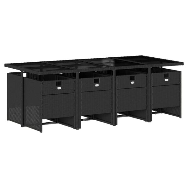 vidaXL Σετ Τραπεζαρίας Κήπου 9 τεμ Μαύρο από Συνθ. Ρατάν με Μαξιλάρια