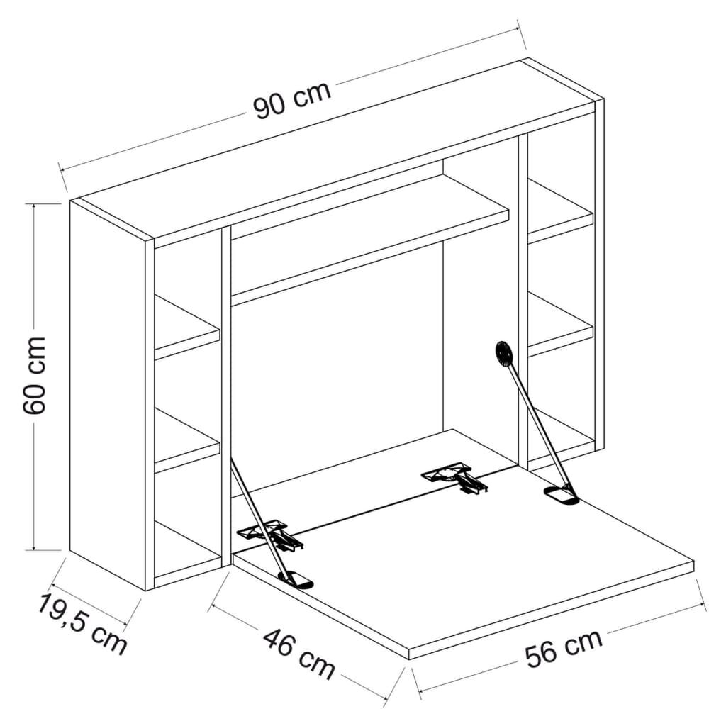 Homemania Επιτοίχιο Πτυσσόμενο Γραφείο Omega Λευκό 90 x 19,5 x 60 εκ.
