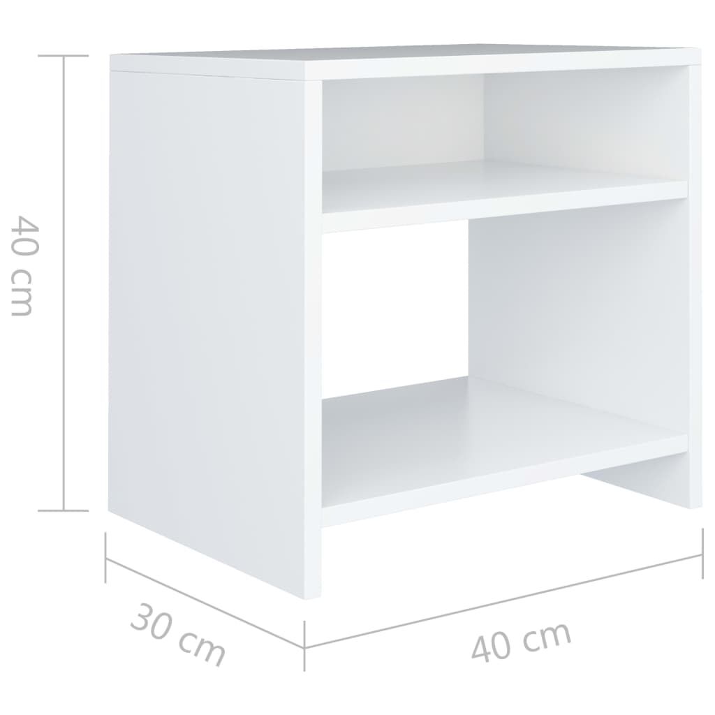 vidaXL Κομοδίνα 2 τεμ. Λευκά 40 x 30 x 40 εκ. από Επεξ. Ξύλο