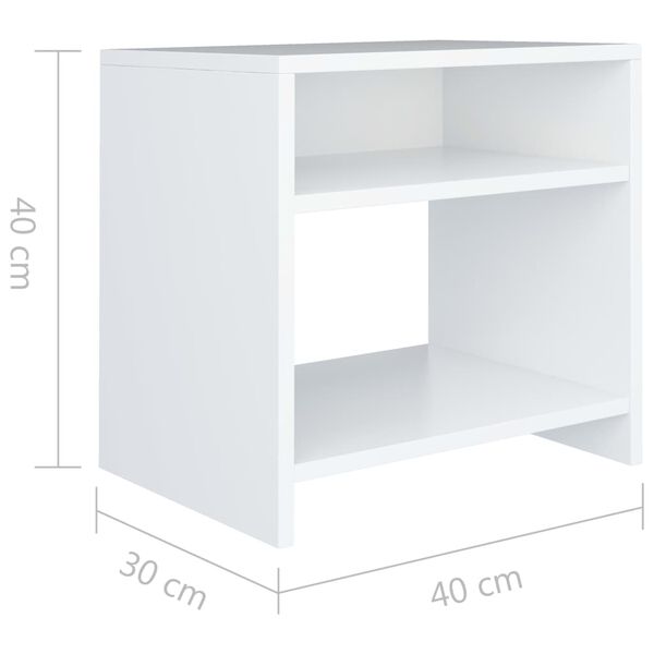 vidaXL Κομοδίνα 2 τεμ. Λευκά 40 x 30 x 40 εκ. από Επεξ. Ξύλο