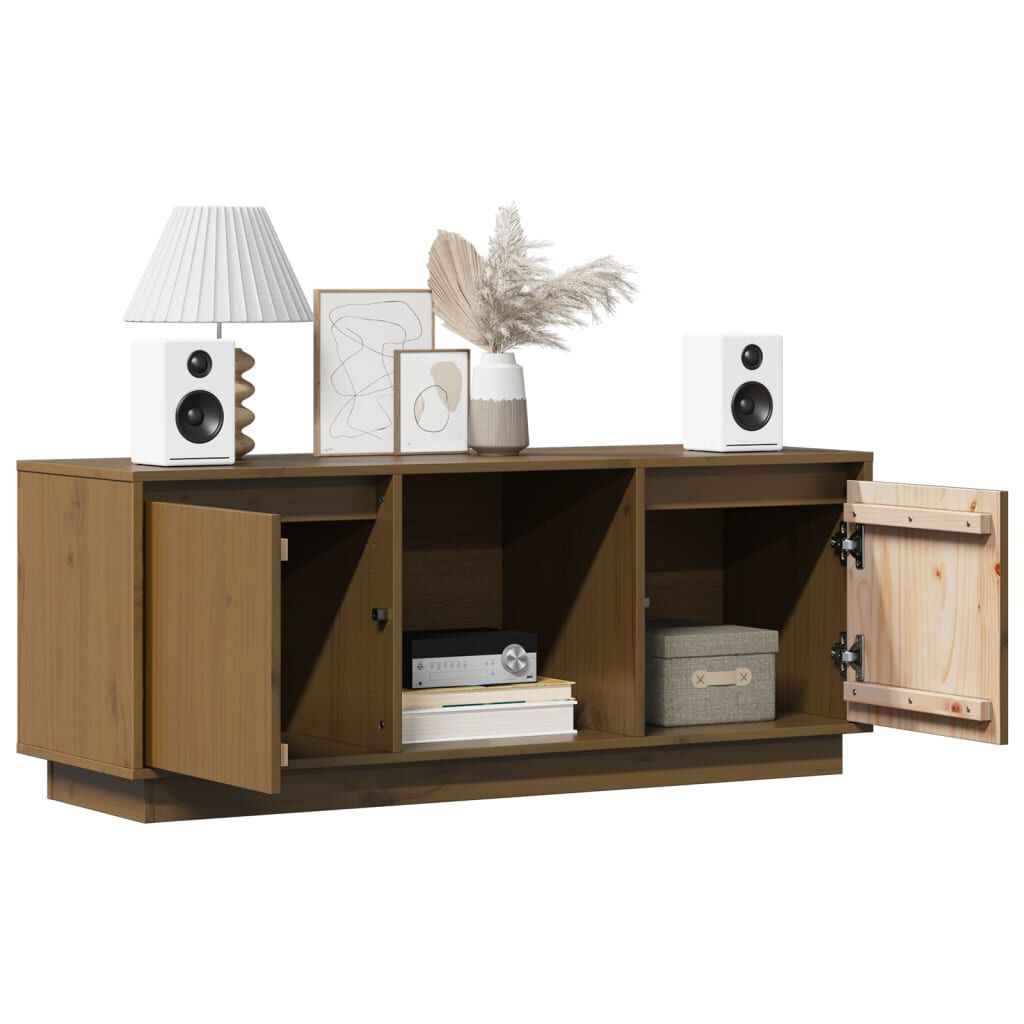 vidaXL Έπιπλο Τηλεόρασης Καφέ Μελί 110,5x35x44εκ από Μασίφ Ξύλο Πεύκου