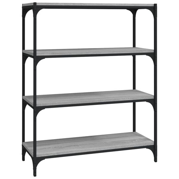 vidaXL Βιβλιοθήκη Γκρι Sonoma 80 x 33 x 100 εκ. Επεξ. Ξύλο & Ατσάλι