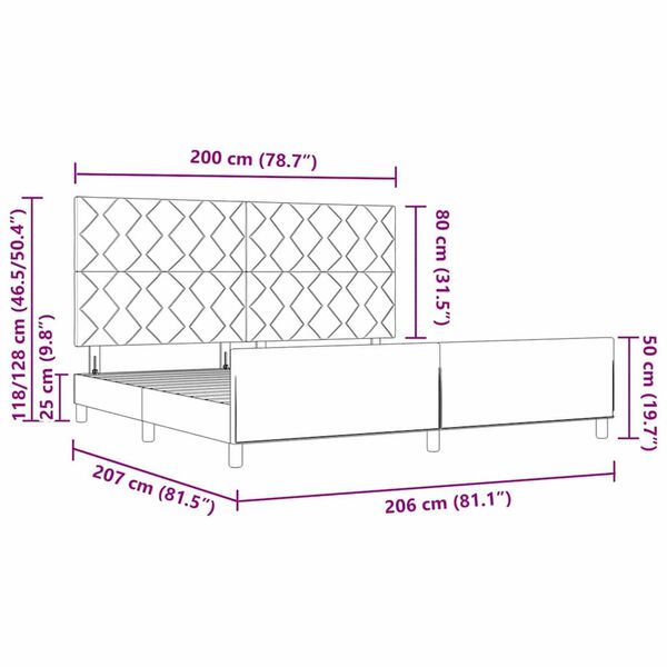 vidaXL Σκελετός Κρεβατιού με κεφαλάρι Μπλε 200 x 200 cm ύφασμα