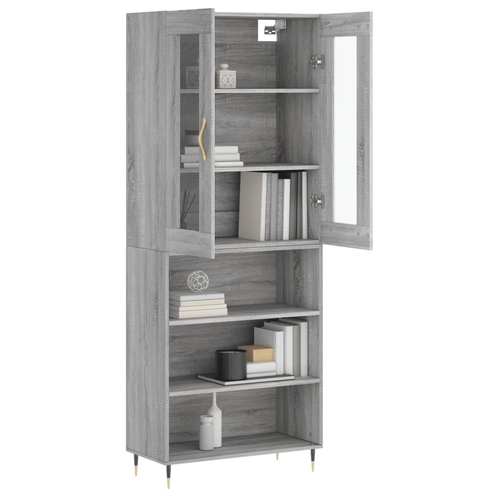 vidaXL Ντουλάπι Γκρι Sonoma 69,5 x 34 x 180 εκ. Επεξεργασμένο Ξύλο