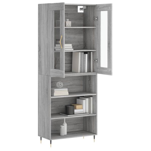 vidaXL Ντουλάπι Γκρι Sonoma 69,5 x 34 x 180 εκ. Επεξεργασμένο Ξύλο