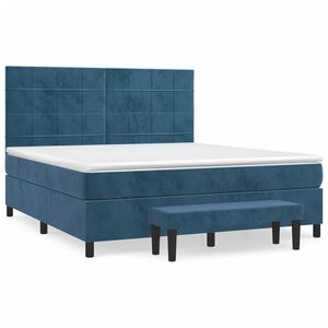 vidaXL Κρεβάτι Boxspring με Στρώμα Σκούρο Μπλε 160x200 εκ. Βελούδινο