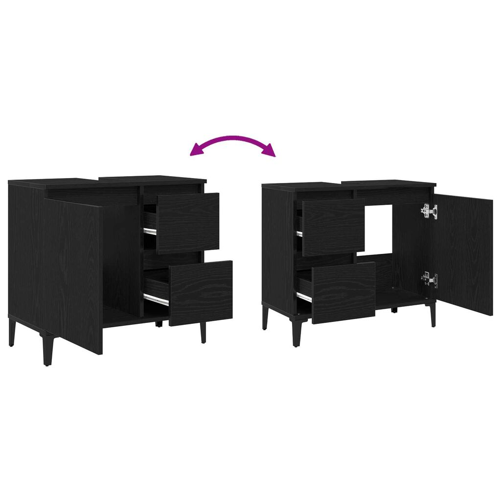 vidaXL Ντουλάπι Μπάνιου Μαύρη δρυς 65 x 33 x 60 εκ Επεξεργασμένο ξύλο