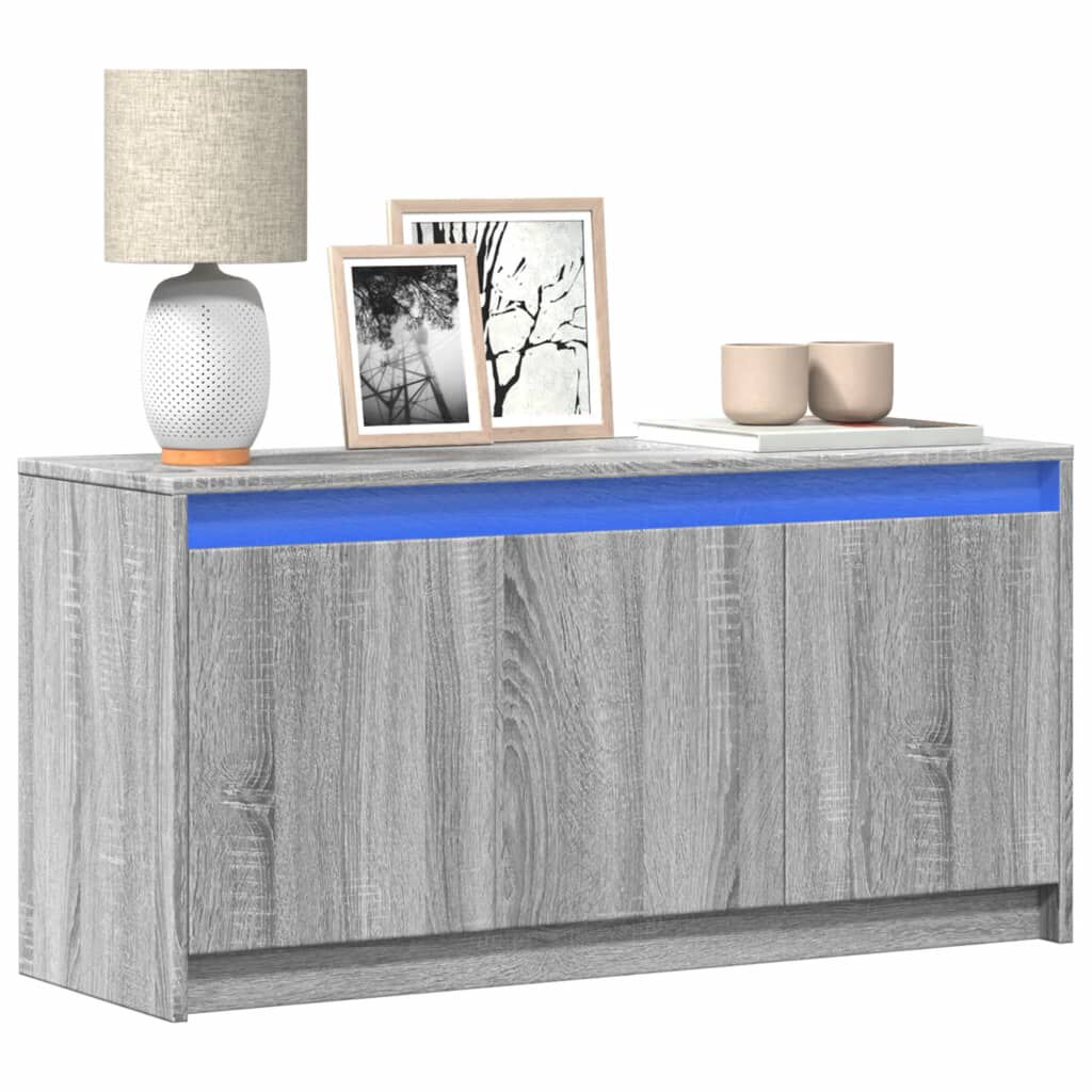 vidaXL Έπιπλο Τηλεόρασης με LED Γκρι Sonoma 100x34x50 εκ. Επεξ. Ξύλο