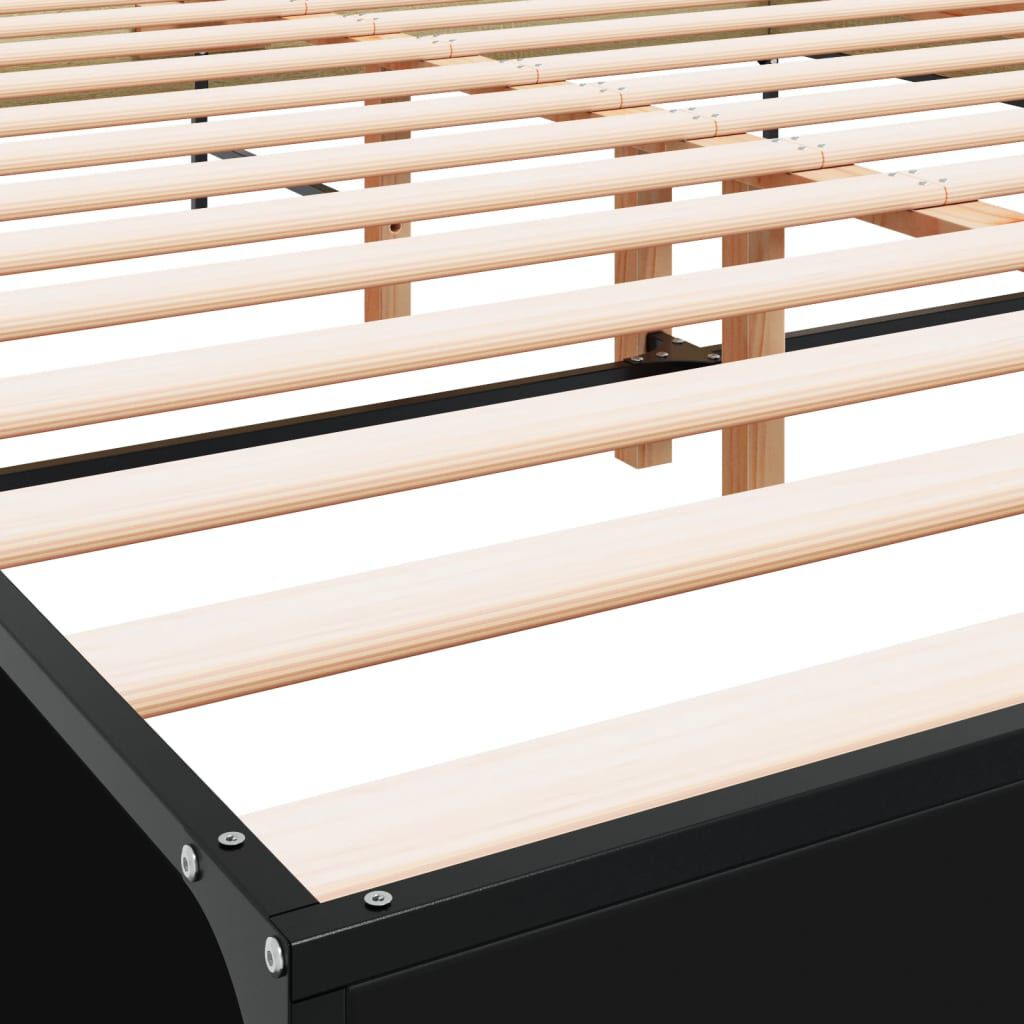vidaXL Πλαίσιο Κρεβατιού Μαύρο 120x200 εκ. Επεξ. Ξύλο & Μέταλλο