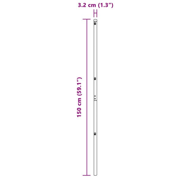vidaXL Στήλες Φράχτη 13 τεμ Γκρι Ø32 mm 150 cm Γαλβανισμένο Ατσάλι