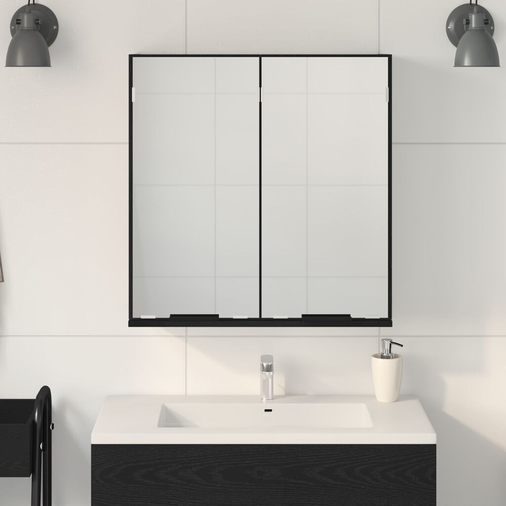 Καθρέφτης μπάνιου vidaXL - Μαύρη βελανιδιά, 64x20x66,5 εκ, Κατασκευασμένος από επεξεργασμένο ξύλο