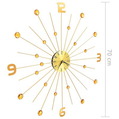 vidaXL Ρολόι Τοίχου Χρυσό 70 εκ. Μεταλλικό